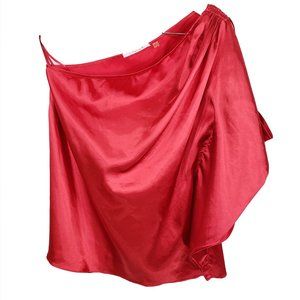 Tahari Red One Shoulder Satiny Top